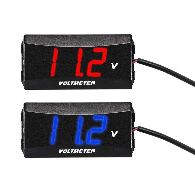 2Pcs Motorcycle Mini LED Display Digital Voltmeter Meter Voltage Tester Reverse Connection Protectio