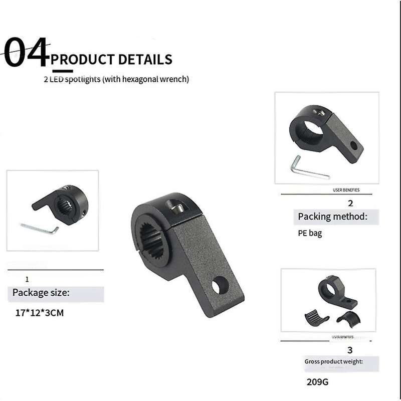 2pcs Motorcycle Spotlight Mounting Bracket, Guardrail Pipe Clamp, Fixed Frame for Motorcycle Univer