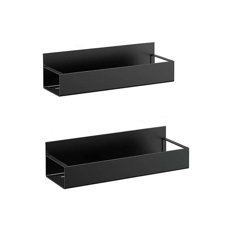 2pcs Moveable Fridge Magnetic Spice Racks Metal Black