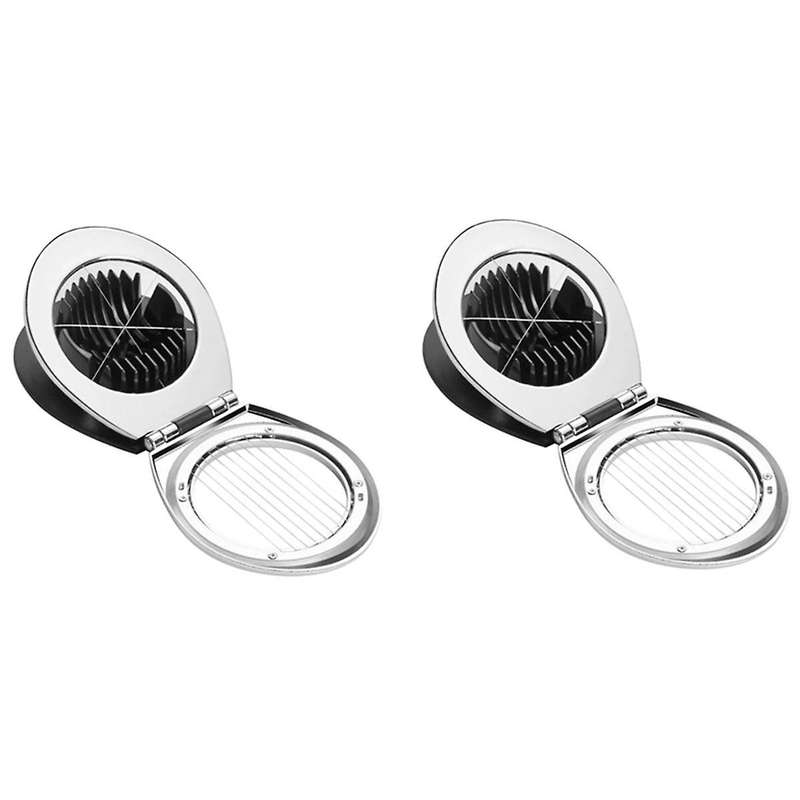 2pcs Multi Function Stainless Steel Egg Slicer for Hard Boiled Eggs Dishwasher Safe Heavy Duty Egg