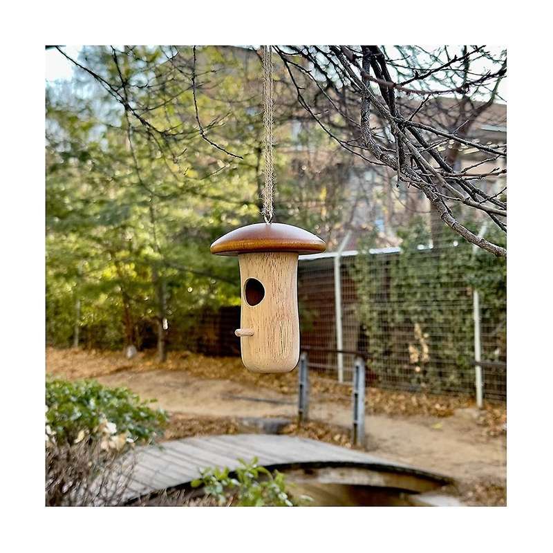 2pcs Mushroom Shape Garden Yard Decoration Sparrow Cage Swallow Bird House Tree Hanging Feeder Bird