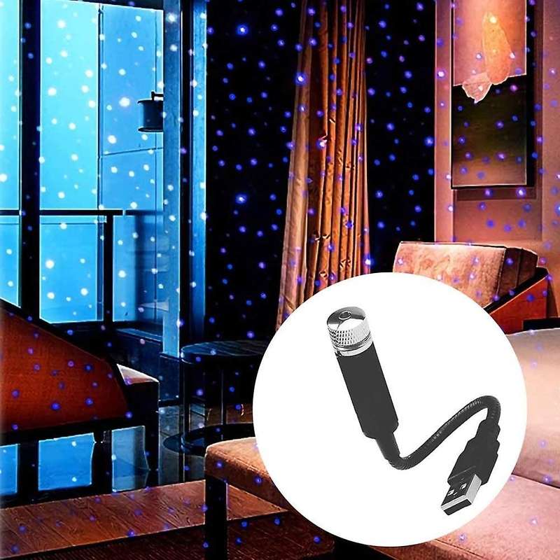 2pcs Night Light Projector Car Interior Lights Starry Lamp Led Usb Powered Romantic Roof Car Decor