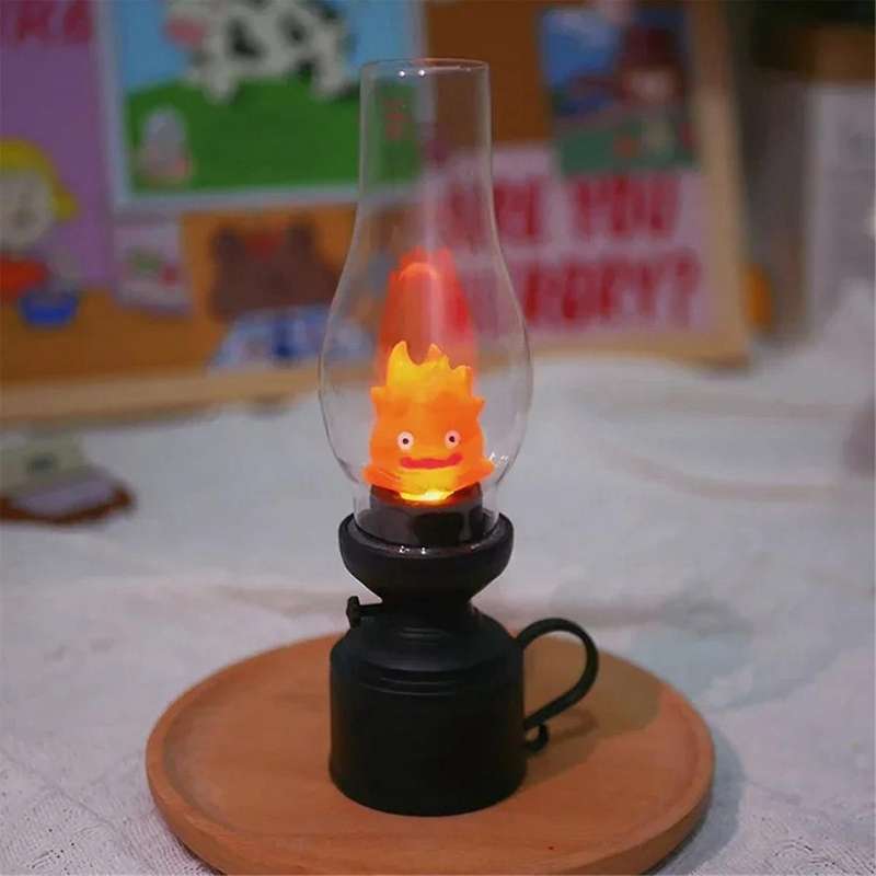 2pcs Night Light Kerosenes Candle Light Flameless Candle Holder Cartoon Anime Flame Lamp Decoration