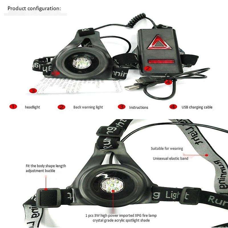 2Pcs Outdoor Sport Running Lights LED Night Cycling Flashlight Warning Bike Light USB Chest Lamp Wal