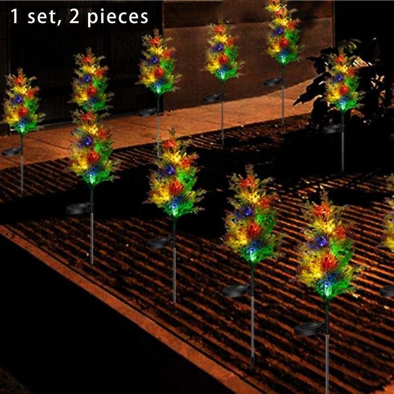 2Pcs Outdoor Lawn Light Cypress Christmas Tree 8LED Lantern to Insert Lights Outdoor Garden Lights