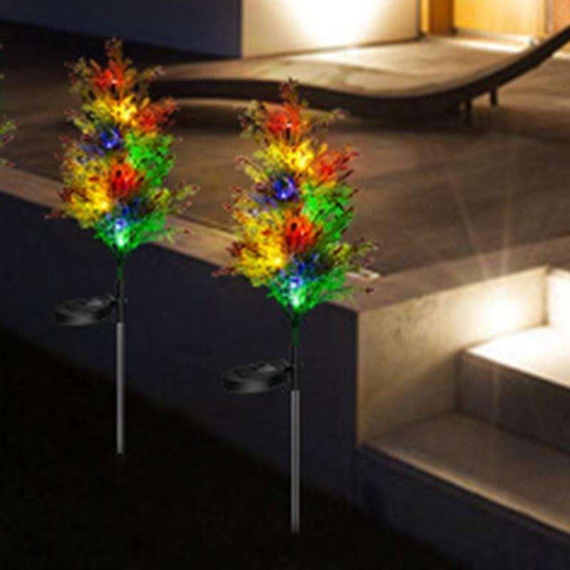 2Pcs Outdoor Lawn Light Cypress Christmas Tree 8LED Lantern to Insert Lights Outdoor Garden Lights