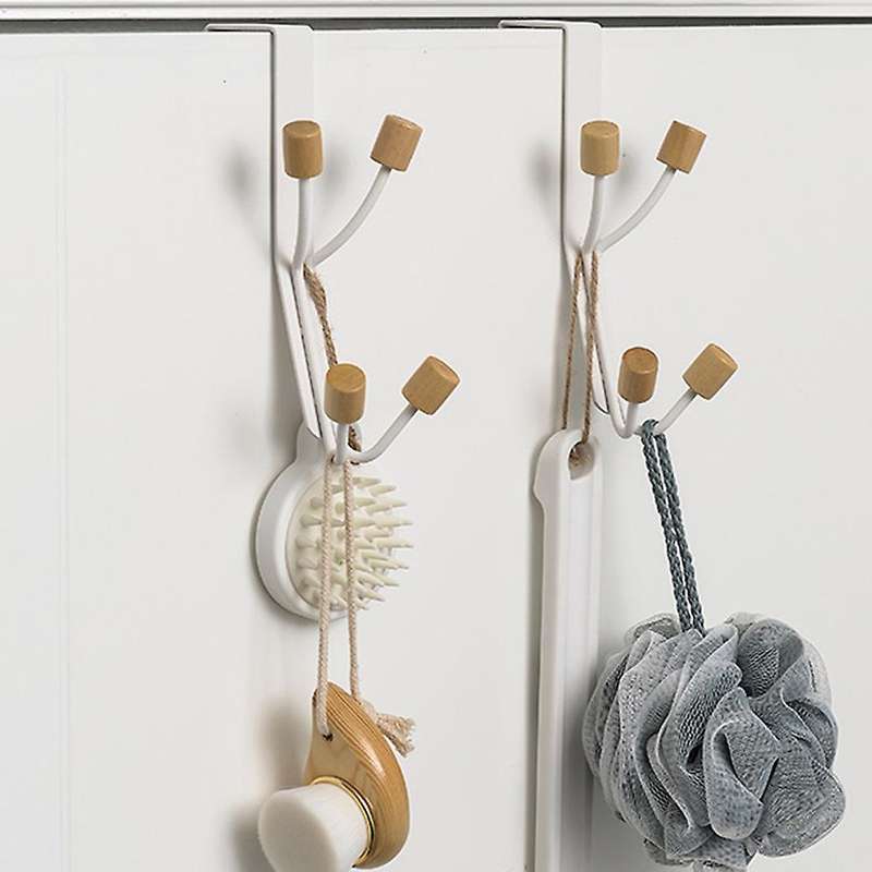2Pcs over the Door Hooks, Towel Rack Hooks for Hanging Coats Hats Towels Bathrooms Living Room with