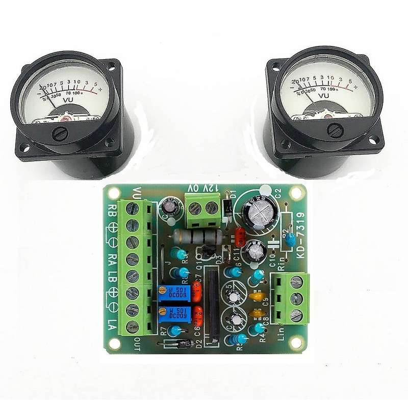 2Pcs Panel VU Meter Warm Back Light Audio Level Amplifier Indicate with Driver Board