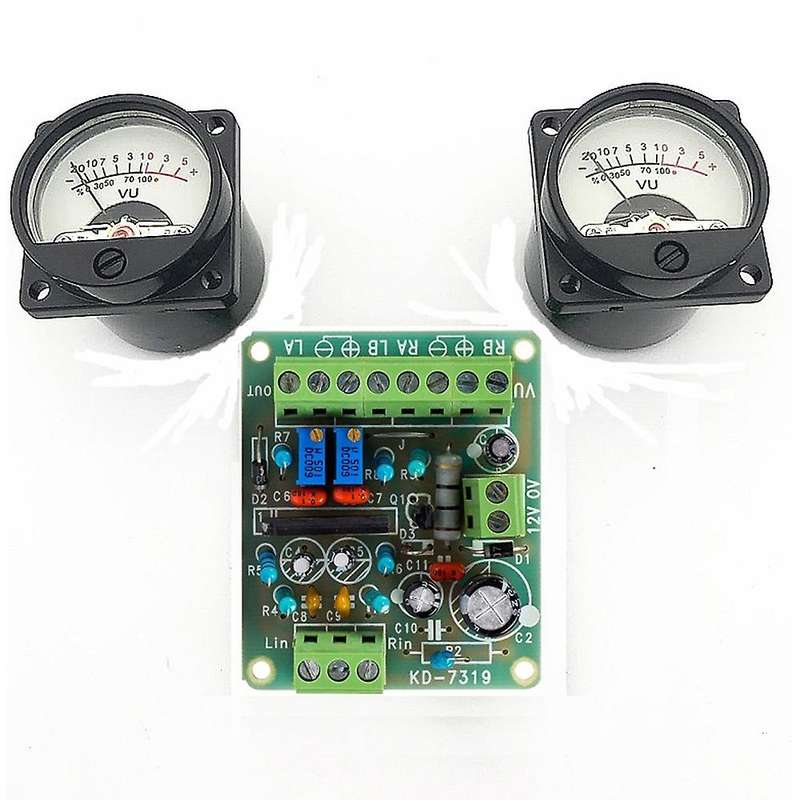 2Pcs Panel VU Meter Warm Back Light Audio Level Amplifier Indicate with Driver Board
