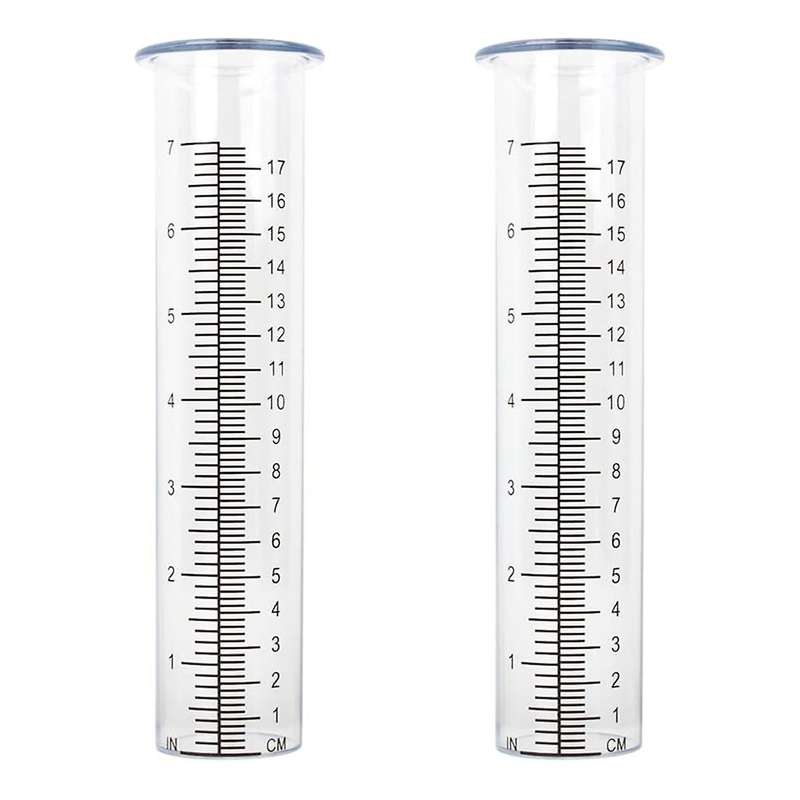 2pcs Plastic Rain Gauge Replacement Tube with 7 Inch Capacity Rain Water Gauge for Garden Yard Outdo