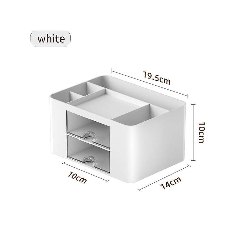 2pcs Pink+blue Simple Transparent Drawer Storage Box Children's Student Office Desktop Ornaments Pen