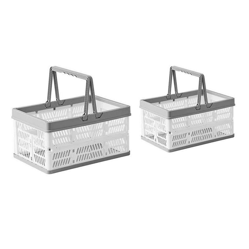 2pcs Plastic Collapsible Crates with Handles,stackable Folding Shopping Baskets,utility Container O