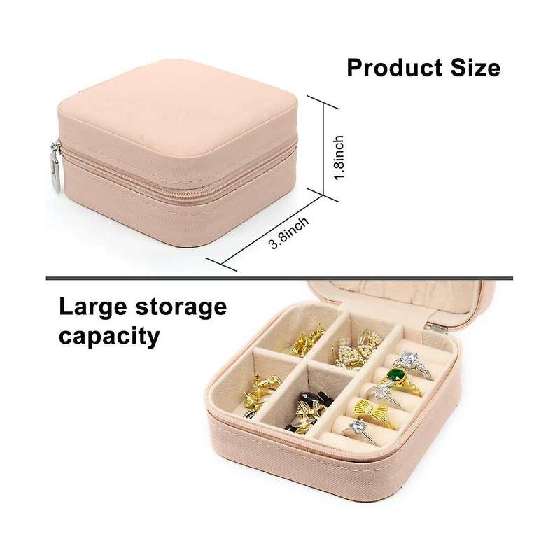 2pcs Portable Jewelry Storage Box Organizer Display Travel Jewelry Zipper Case Box Earrings Necklac