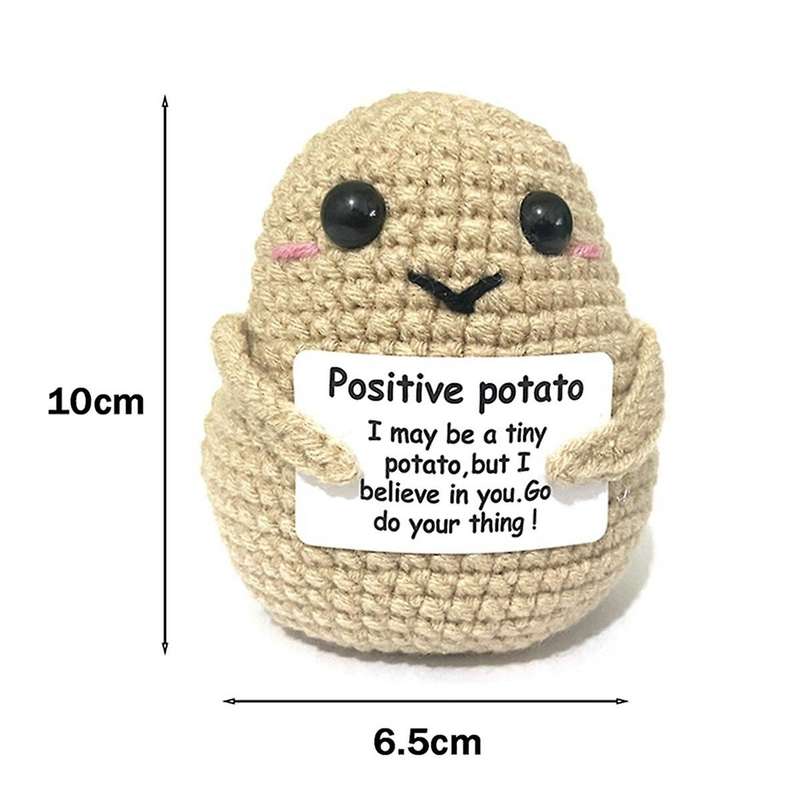 2pcs Positive Potato Mini Knitted Potato Dolls with Positive Affirmation Cards, Handcrafted Wool Pl
