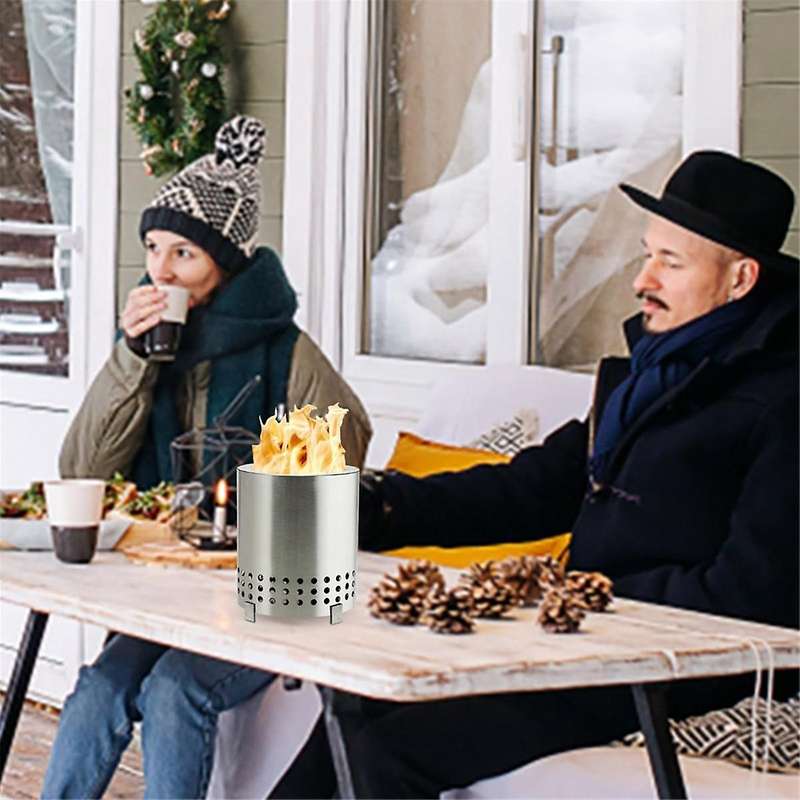 2pcs Portable Tabletop Fire Pit with Stand - Smokeless Small Firepit for Urban, , and Camping Use
