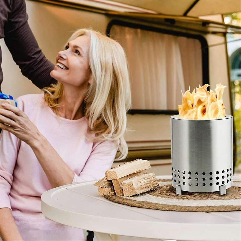 2pcs Portable Tabletop Fire Pit with Stand - Smokeless Small Firepit for Urban, , and Camping Use