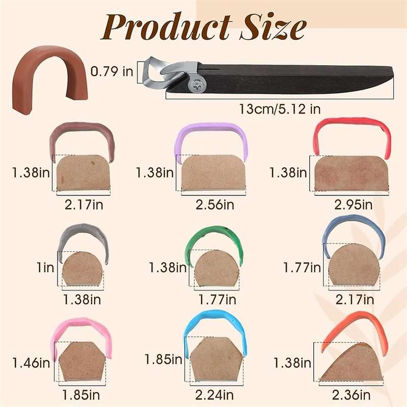 2pcs Pottery Carving Tools Sculpture ,9 Pcs Mug Handle Forms , Pottery Clay Extruder Tool Handle Sha