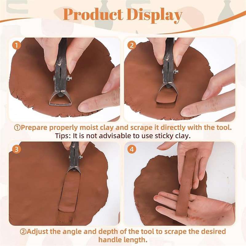 2pcs Pottery Carving Tools Sculpture ,9 Pcs Mug Handle Forms , Pottery Clay Extruder Tool Handle Sha