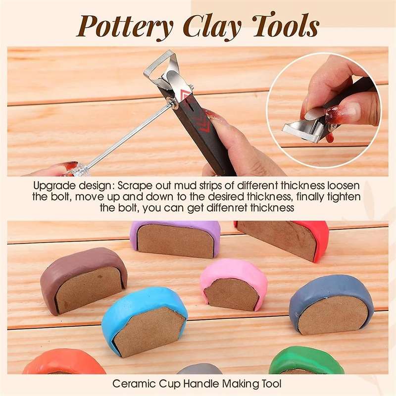 2pcs Pottery Carving Tools Sculpture ,9 Pcs Mug Handle Forms , Pottery Clay Extruder Tool Handle Sha