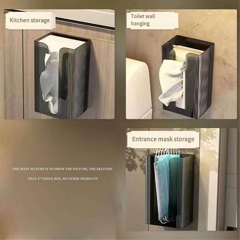 2pcs Punch-free Tissue Box Wall-mounted Paper Towel Napkin Storage Box Bathroom Toilet Kitchen Tissu