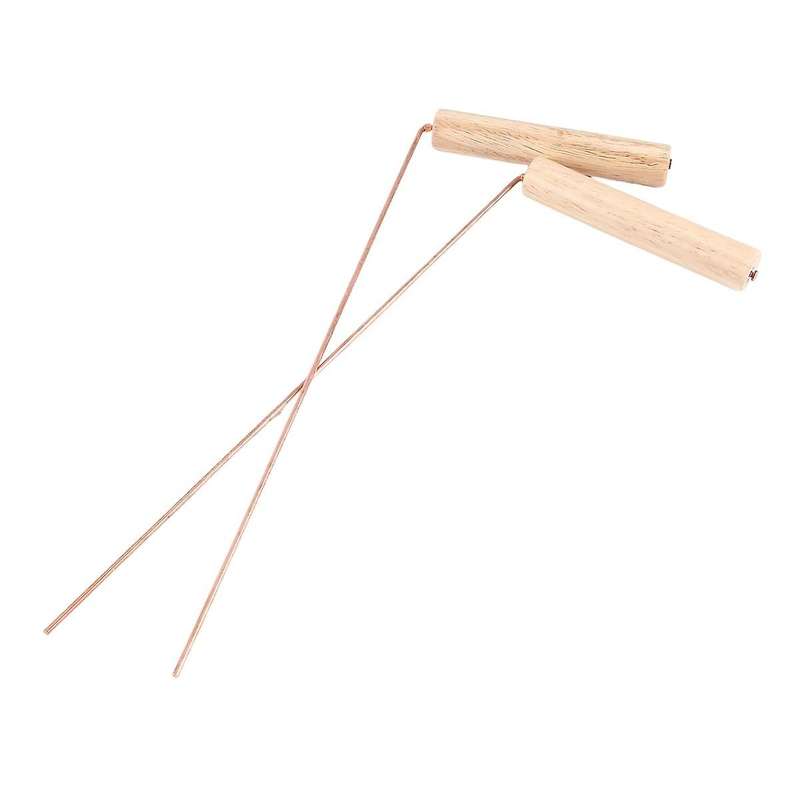 2Pcs Pure Copper Probes Rod for Divination Tool with Wooden Handles Round Copper Poles Wood Handles