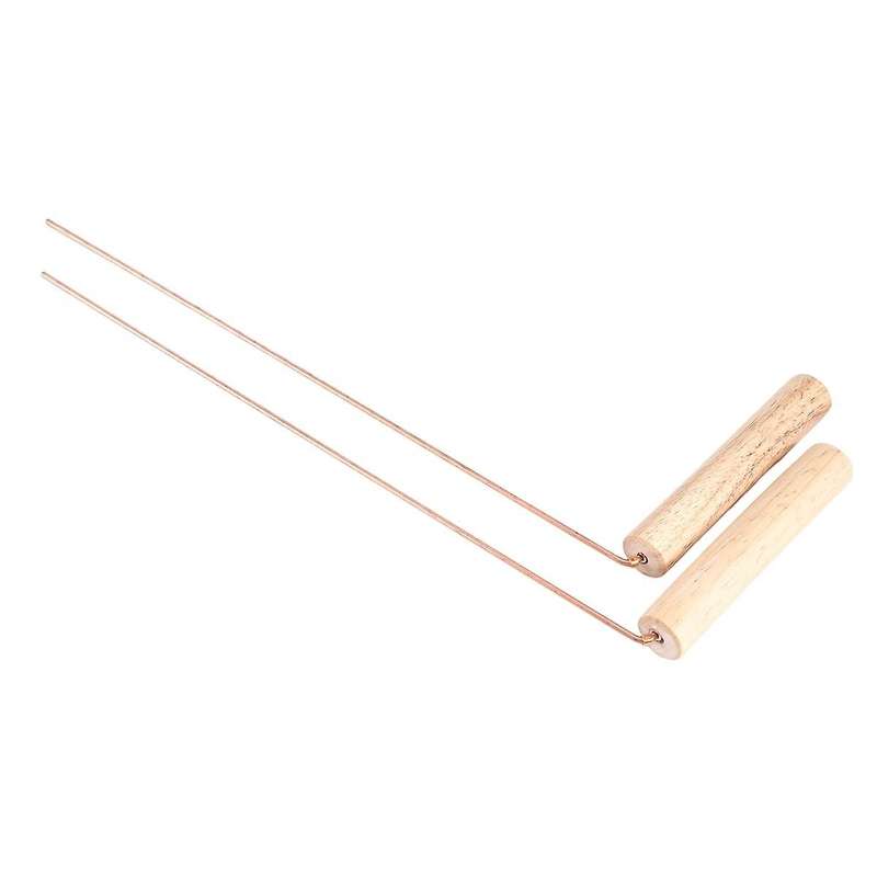2Pcs Pure Copper Probes Rod for Divination Tool with Wooden Handles Round Copper Poles Wood Handles