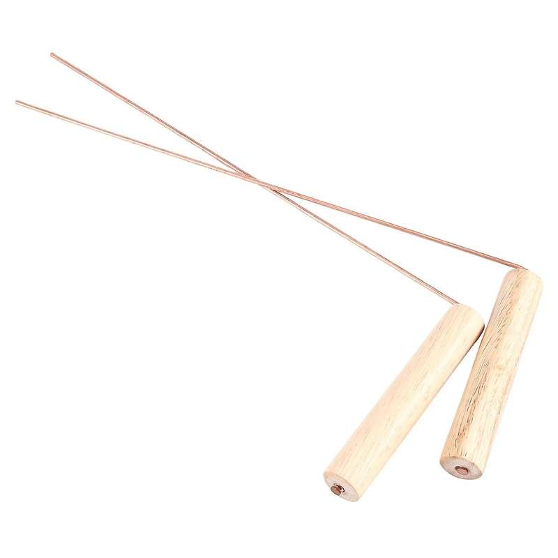 2Pcs Pure Copper Probes Rod for Divination Tool with Wooden Handles Round Copper Poles Wood Handles