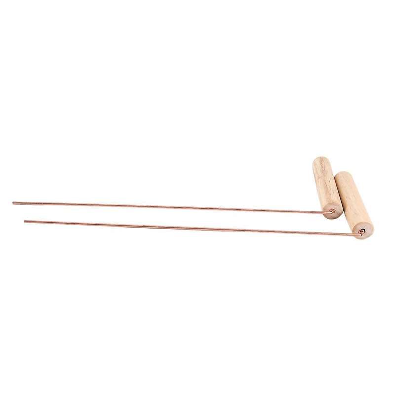 2Pcs Pure Copper Probes Rod for Divination Tool with Wooden Handles Round Copper Poles Wood Handles