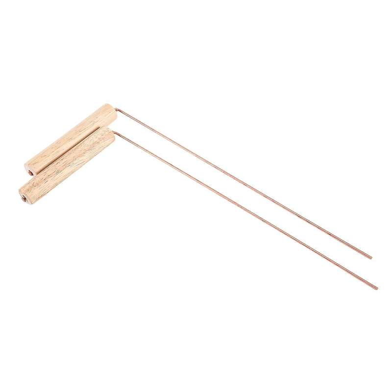 2Pcs Pure Copper Probes Rod for Divination Tool with Wooden Handles Round Copper Poles Wood Handles