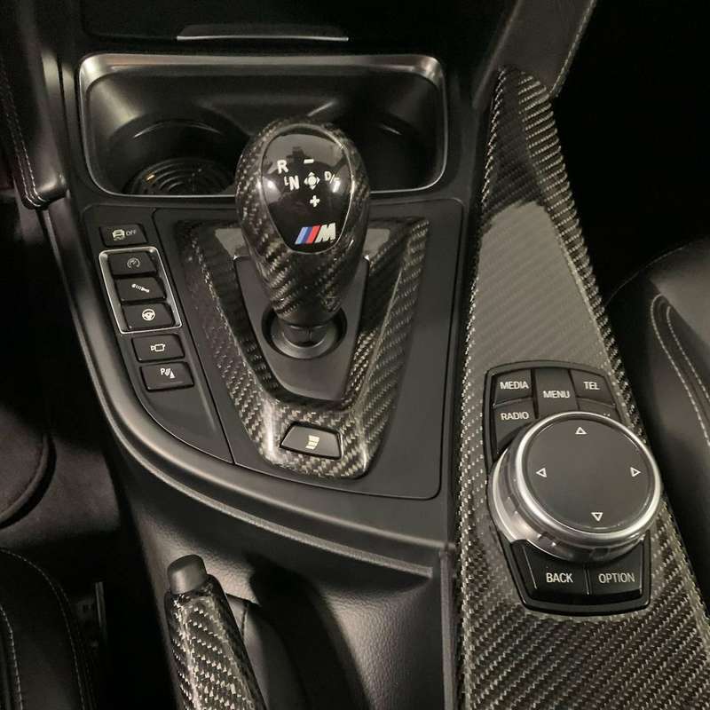 2Pcs Real Carbon Fiber Gear Shift Knob Handle Cover Panel Trim Left for M2 F87 M3 F80 F82 M5 F10 F85