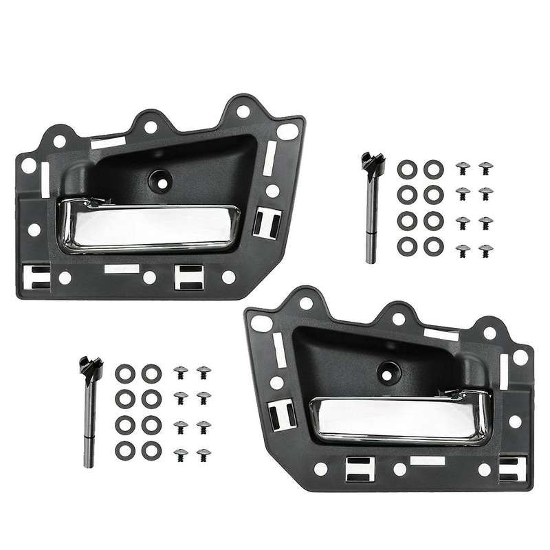 2Pcs Rear Left & Right Inside Interior Door Handle Set for 2005-2011 Grand Gray & Chrome