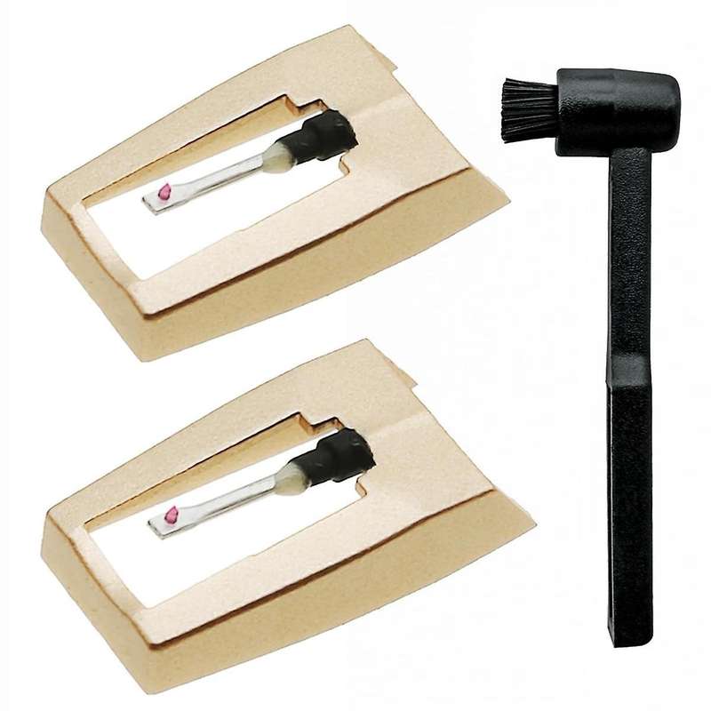 2Pcs Record Player Needles Replacement with Stylus Cleaning Brush Kit,Record Player Needle Stylus fo