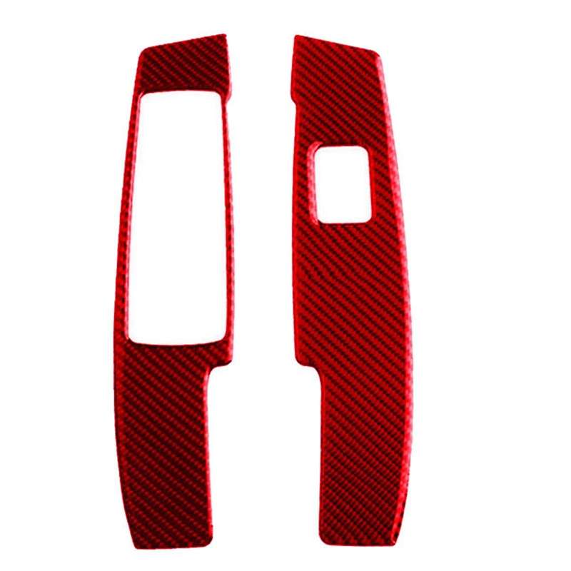 2Pcs Red Carbon Fiber Window Lift Switch Cover Trim for - W204 2007-2013