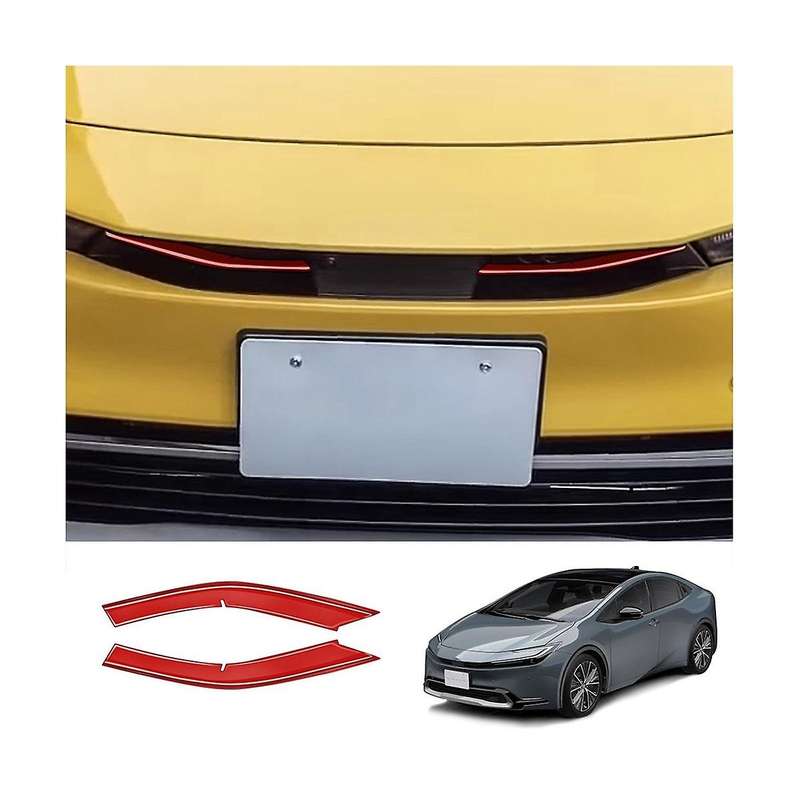 2Pcs Red Front Bumper Upper Grill Moulding Cover Trim for Prius 60 Series 2022-2023