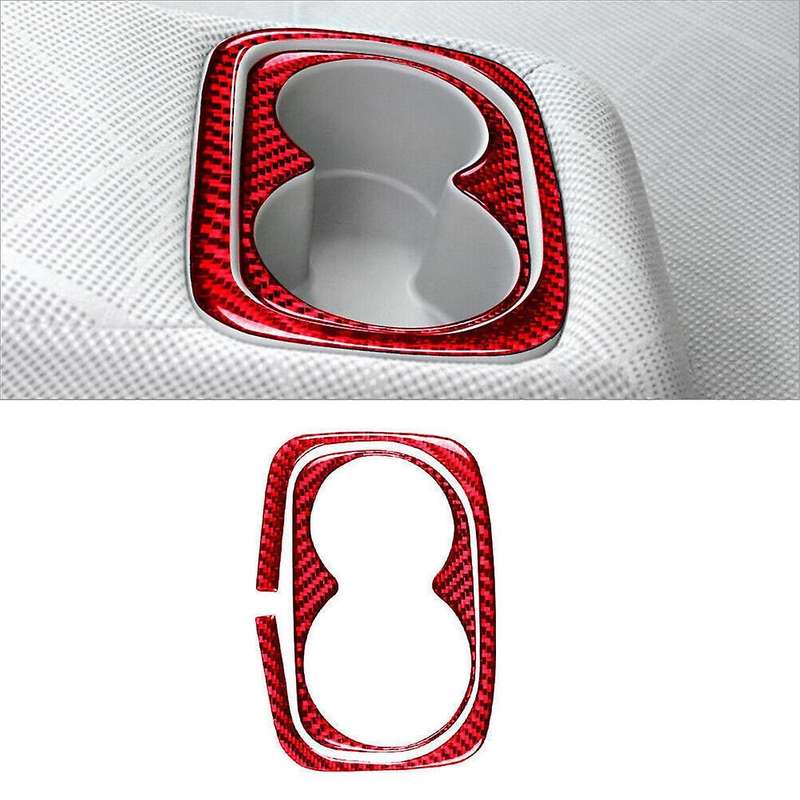 2pcs Red Carbon Fiber Rear Water Cup Holder Cover Trim for 2006-2011