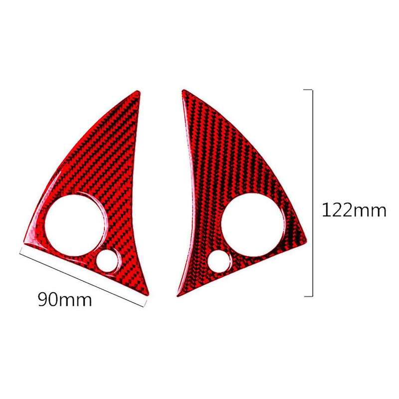 2PCS Red Carbon Fiber Steering Wheel Button Trim for C-Class W204 2007-2010