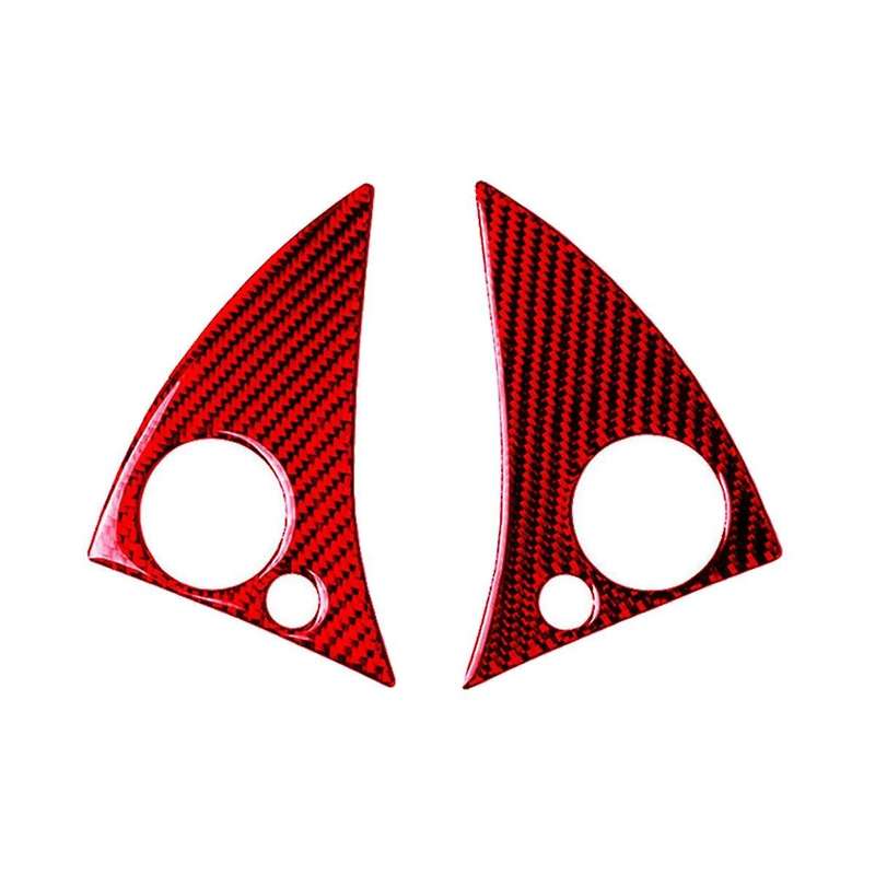 2PCS Red Carbon Fiber Steering Wheel Button Trim for C-Class W204 2007-2010