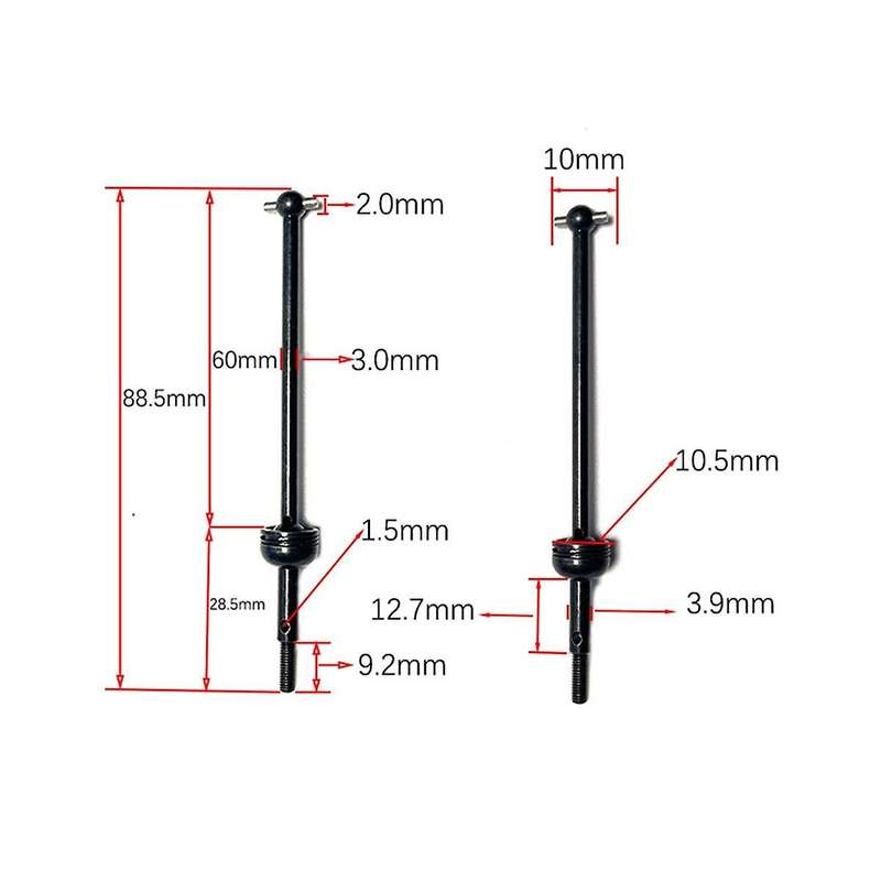 2pcs Remote Control Vehicle Front and Rear Drive Shaft Cvd for Weili 144010 144001-02 124017-16-18