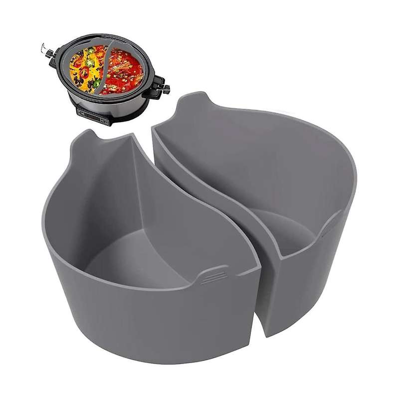 2pcs Reusable Silicone Slow Cooker Divider Liners for 6-7-8 Qt Crocker Pot with 2 Hand Clips,replace