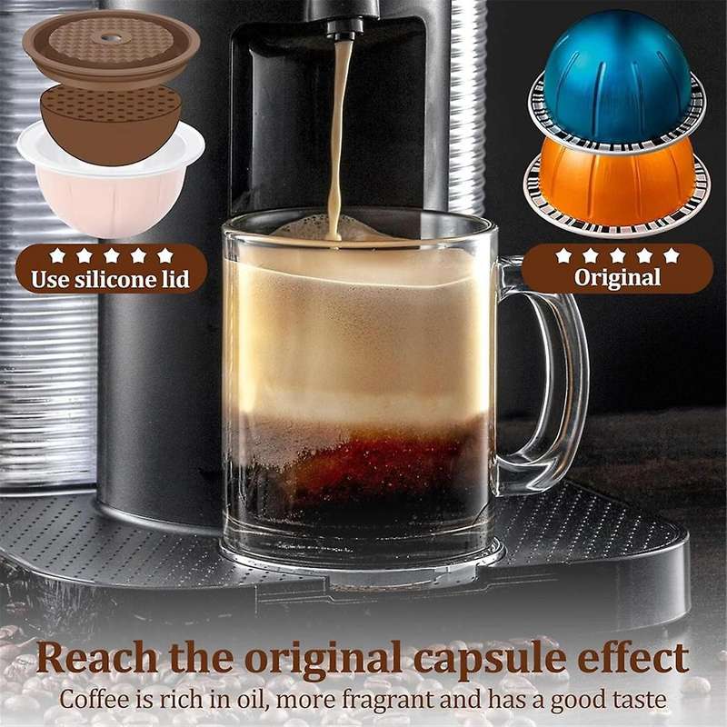 2Pcs Reusable Coffee Capsule Lids for , Refillable Vertuo Coffee Capsules Discs with Aluminum Foil