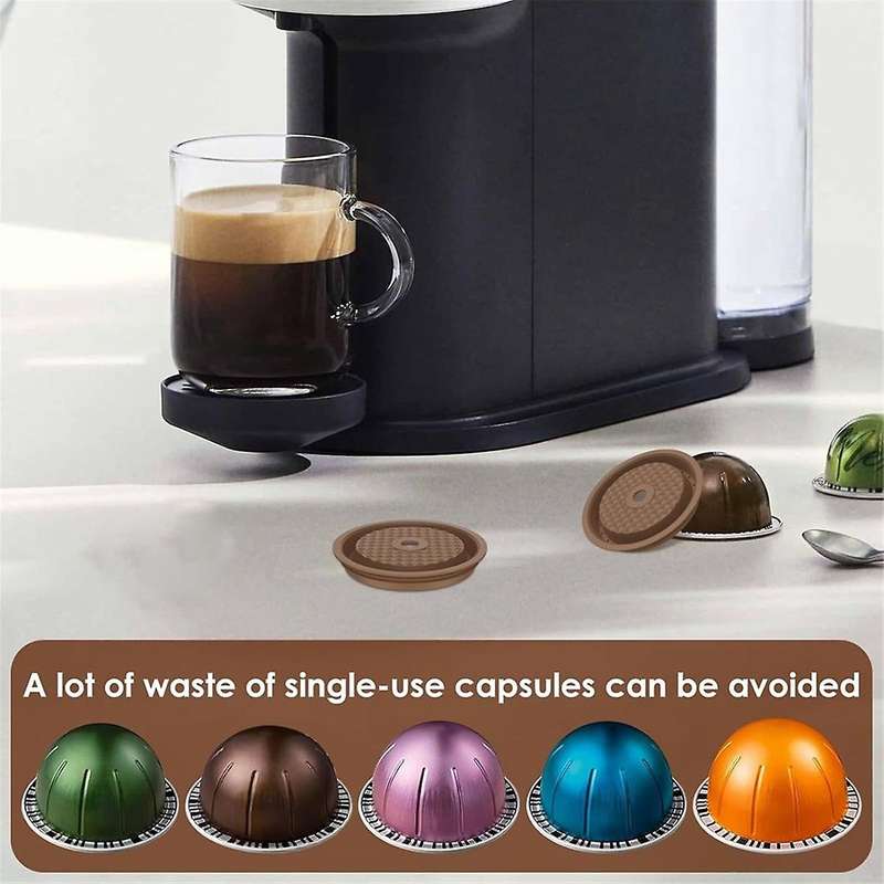 2Pcs Reusable Coffee Capsule Lids for , Refillable Vertuo Coffee Capsules Discs with Aluminum Foil