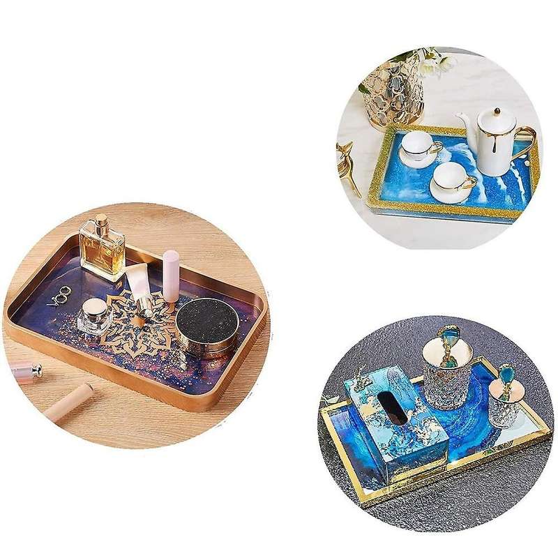 2PCS Resin Tray , Rectangle Rolling Tray , Large Rolling Tray for Epoxy Resin, Resin Serving Plate