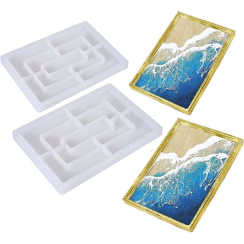2PCS Resin Tray , Rectangle Rolling Tray , Large Rolling Tray for Epoxy Resin, Resin Serving Plate