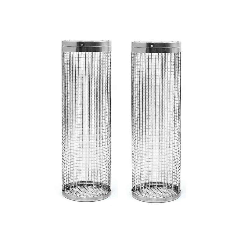 2pcs Rolling Grilling Basket - Greatest Grilling Basket Ever, Round Stainless Steel Grilling Mesh, C