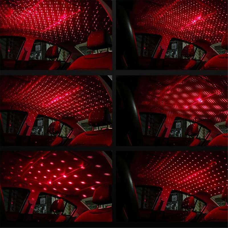 2Pcs Romantic LED Starry Night Lights 5V USB Powered Galaxy Star Projector Lights for Car Room Ceili