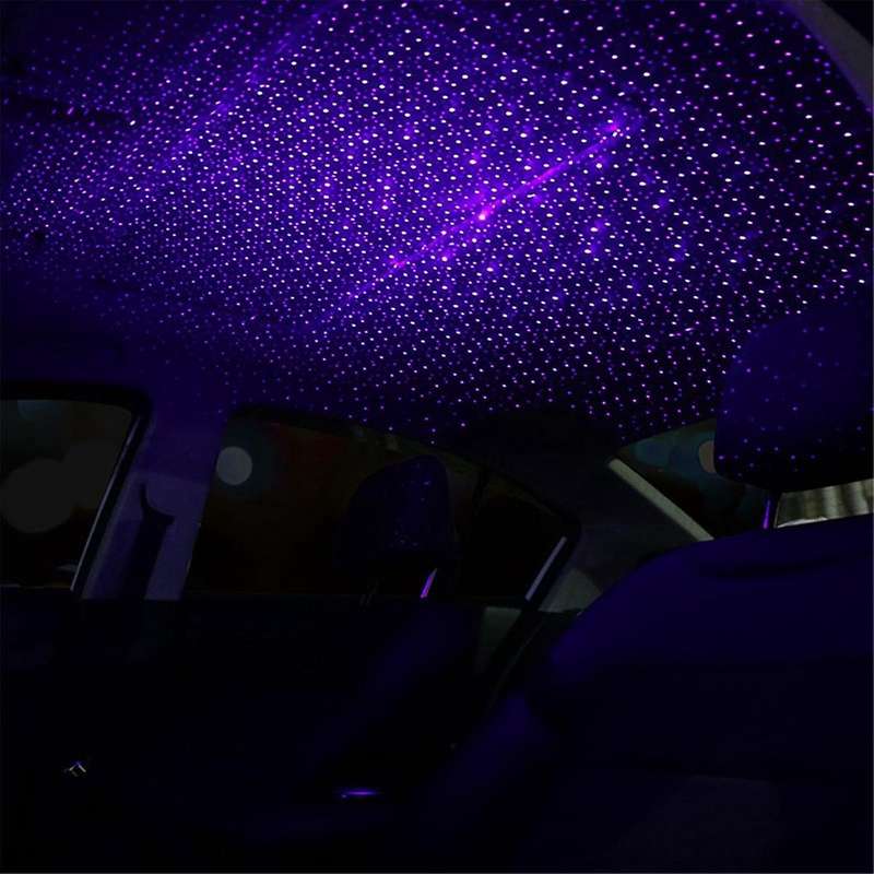 2Pcs Romantic LED Starry Night Lights 5V USB Powered Galaxy Star Projector Lights for Car Room Ceili