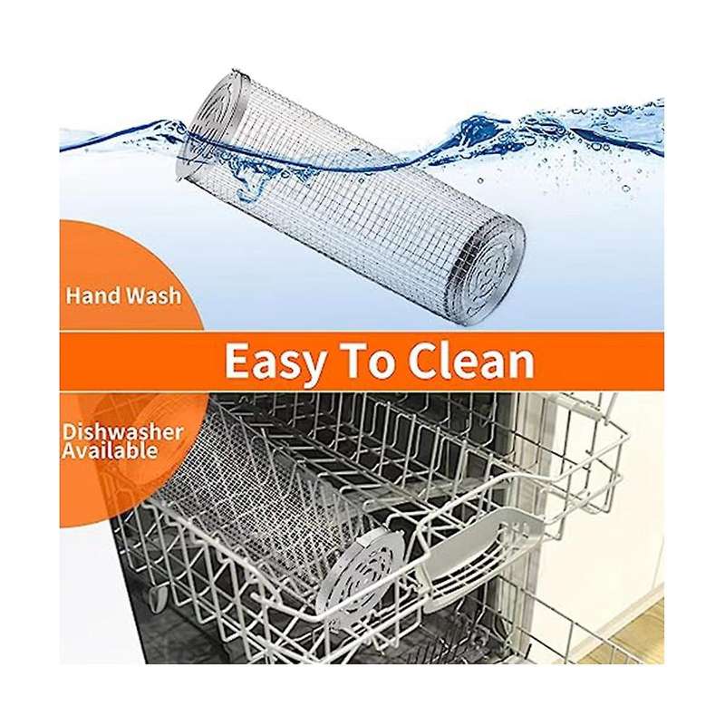 2pcs Rolling Grill Basket Stainless Steel Wire Mesh Cylinder Grilling Basket Outdoor Round Grill Ba