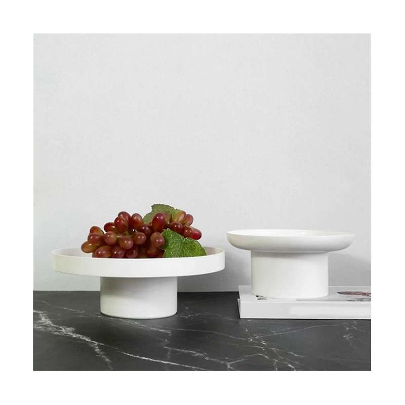 2pcs Round Black White Decorative Tray Storage Box Abs Tray Fruit Cosmetic Tray Home Simple Storage