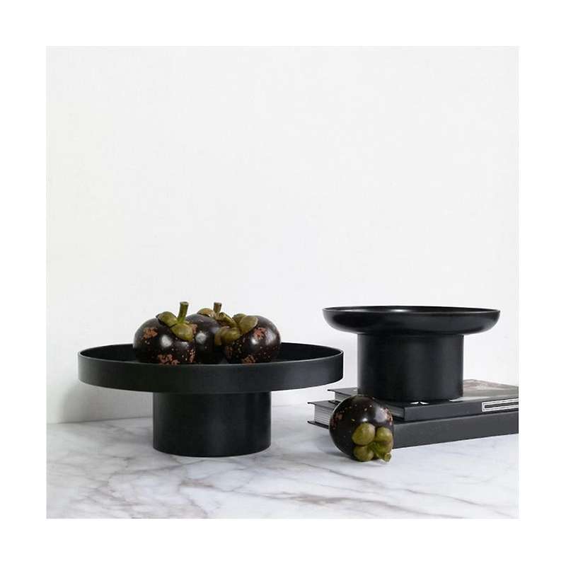 2pcs Round Black White Decorative Tray Storage Box Abs Tray Fruit Cosmetic Tray Home Simple Storage