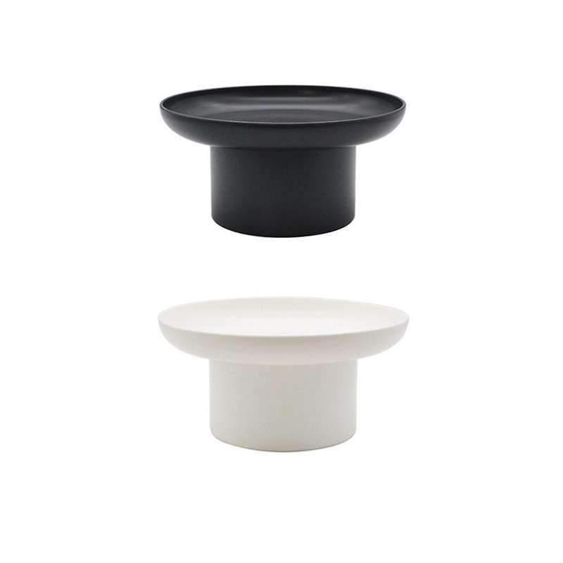 2pcs Round Black White Decorative Tray Storage Box Abs Tray Fruit Cosmetic Tray Home Simple Storage